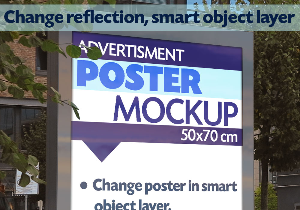 Add your own reflection to the billboard frame smart object layer Add your own reflection to the billboard frame smart object layer